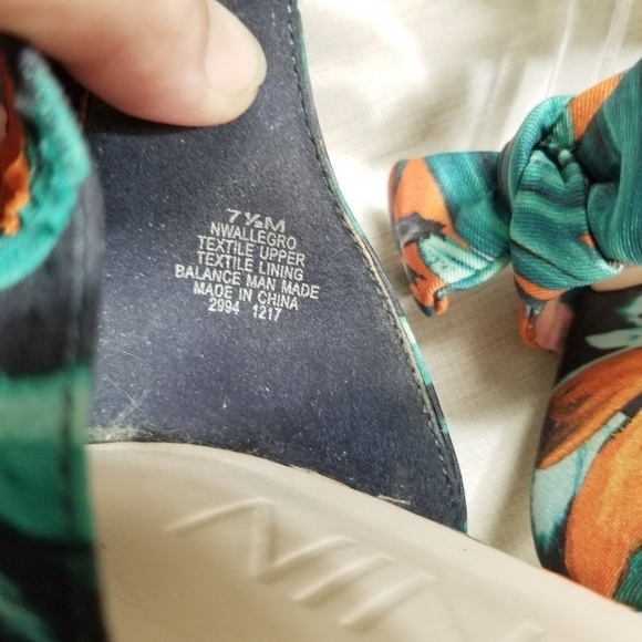 Nine West Allegro Bow 3 Strap Floral Espadrilles worn 1x wedge size 7.5 - Picture 2 of 15